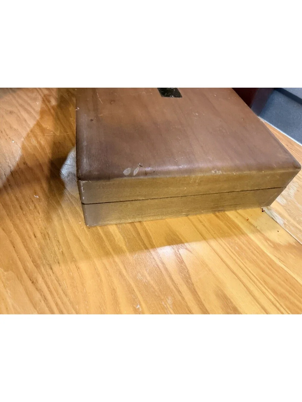 VTG NAKEN Tarnish Proof Silverware Wooden Chest Storage Box with Engraving Plate